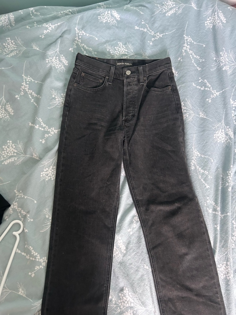 Denim Forum Arlo Black Straight-Leg Jeans